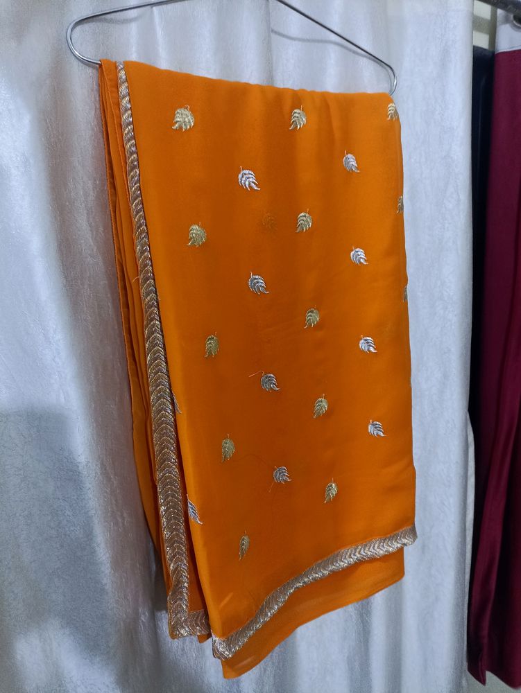 Orange Designer Saree- Blouse