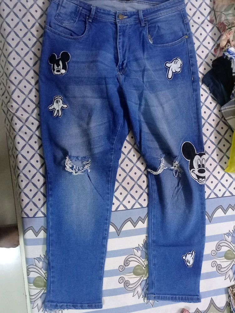 Ribbed Mickey Denim For Waist 34