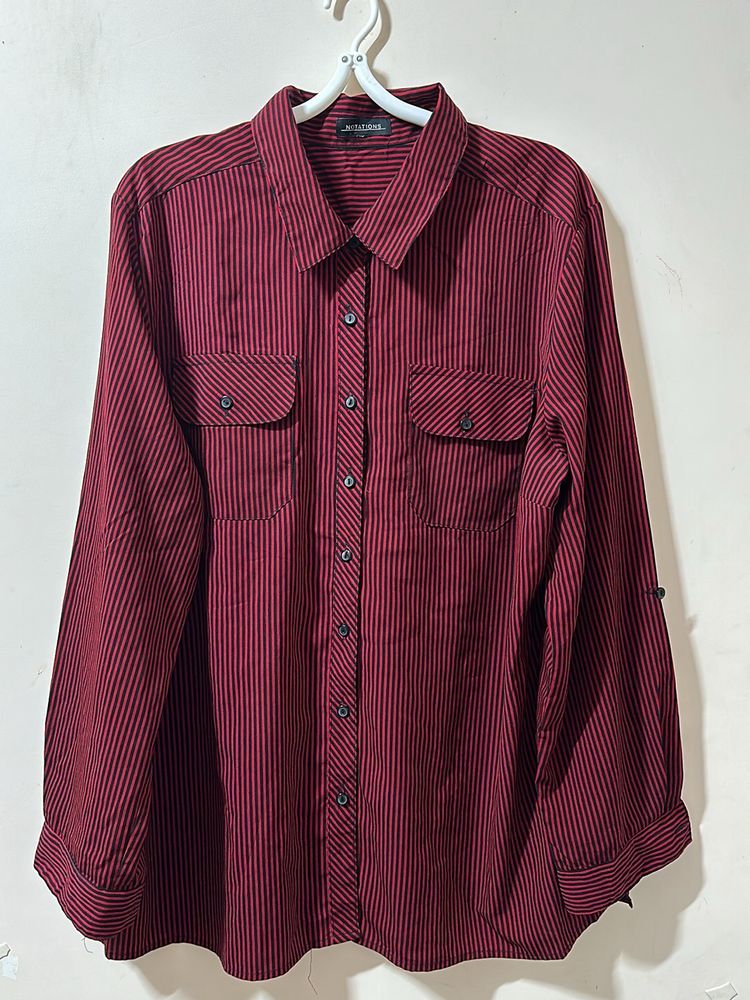 Pintrest Korean Oversized Maroon Shirt