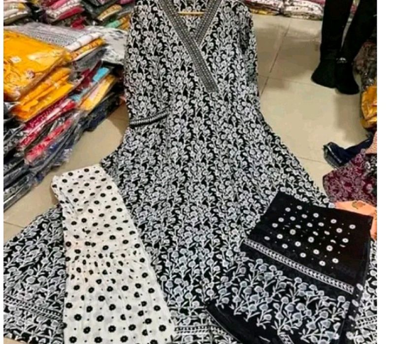 New M Size Anarkali Kurta bottom Dupatta Set