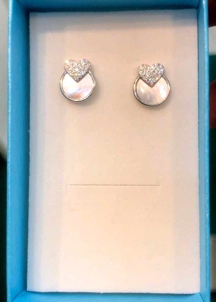 Heart Shape Zirconia Earrings Pure Silver 925