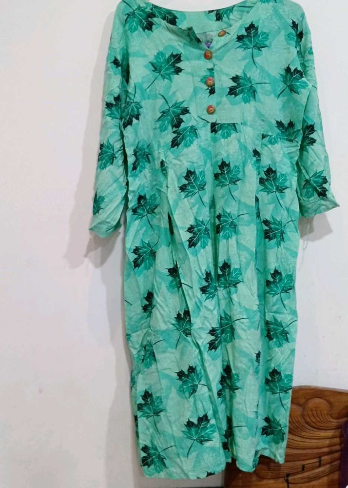 Green Leave Design Frock