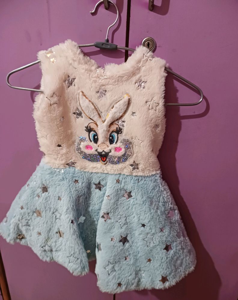 Beautiful Party Fur Frock for 1-2 Year Girls