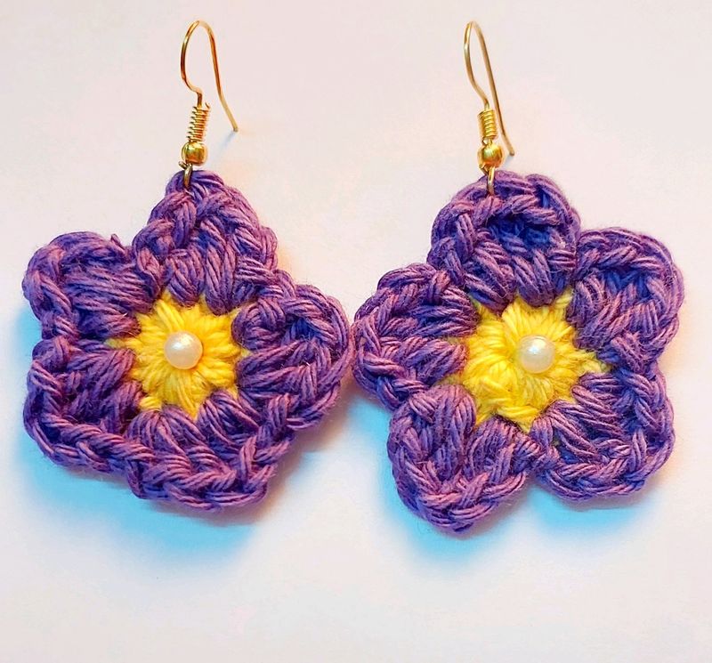 Beautiful handmade Crochet Flower Earrings