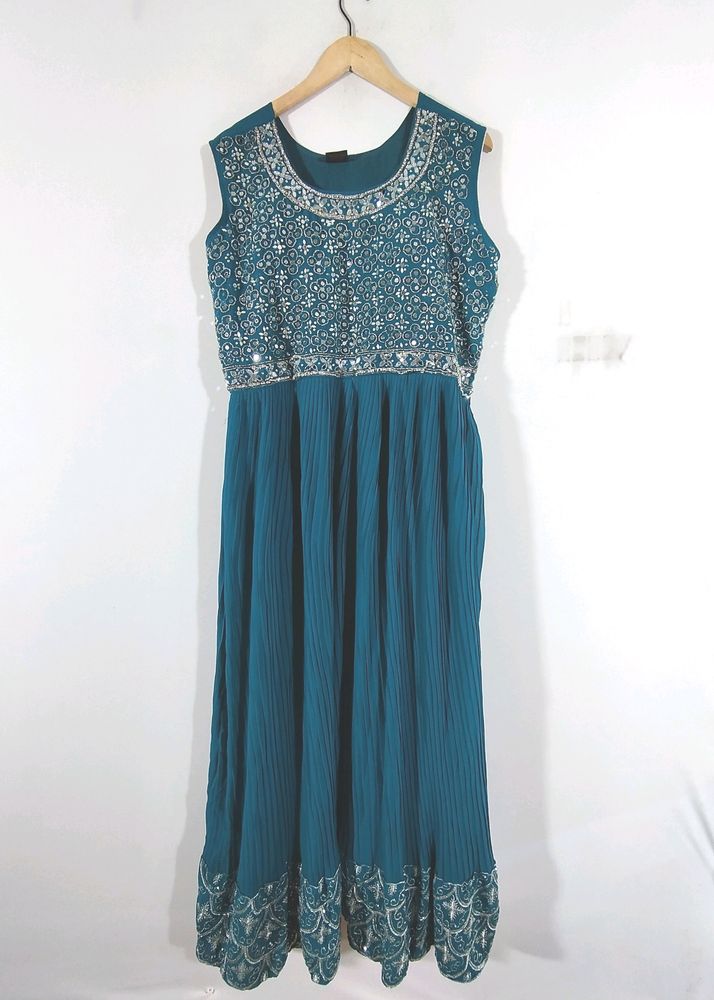 Sea Green Bead Embroidered Gown (Women's)