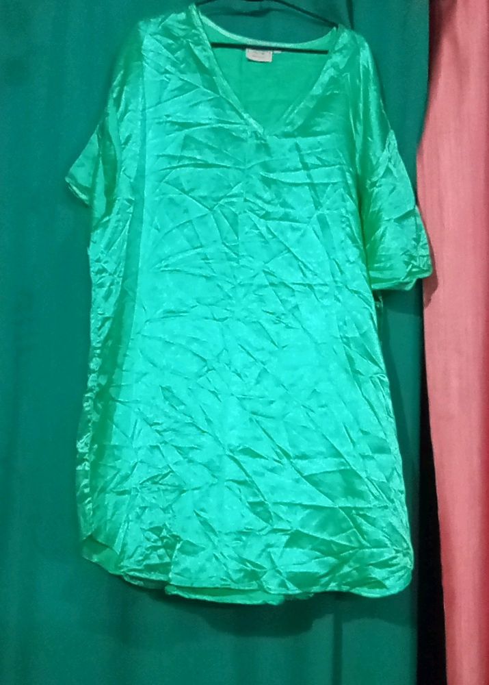 Satin Green And Pink Top