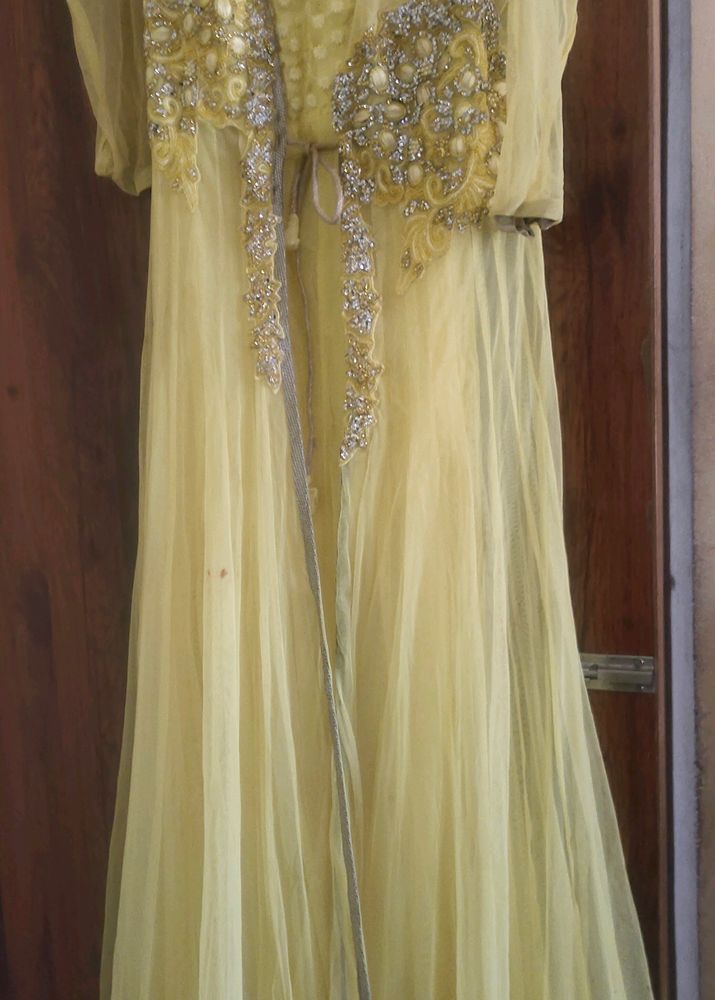 Yellow Color Coat Gown