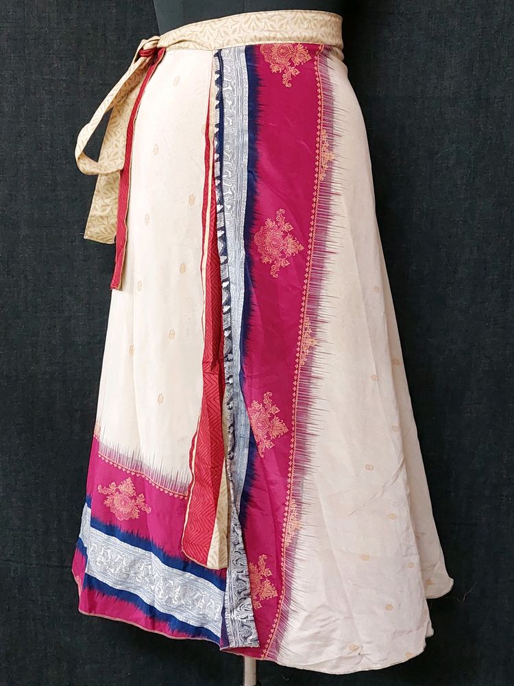 Vintage Jaipuri Silk Saree Wrap Skirt