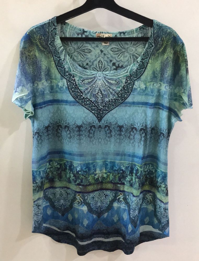 Hues of Blue T-shirt Top for Women