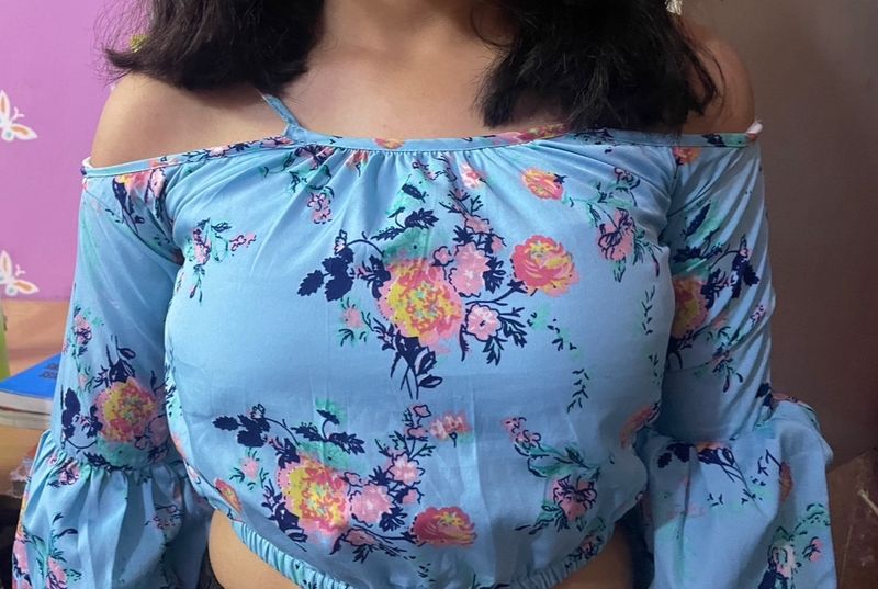 Blue Crop Top With Strap