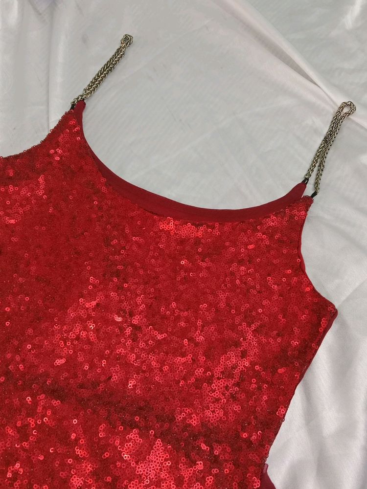 Red Glitter Partywear Top ✨