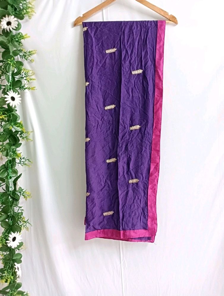 🎉50% OFF🎉Golden Zari Leaf Work Purple Dupatta