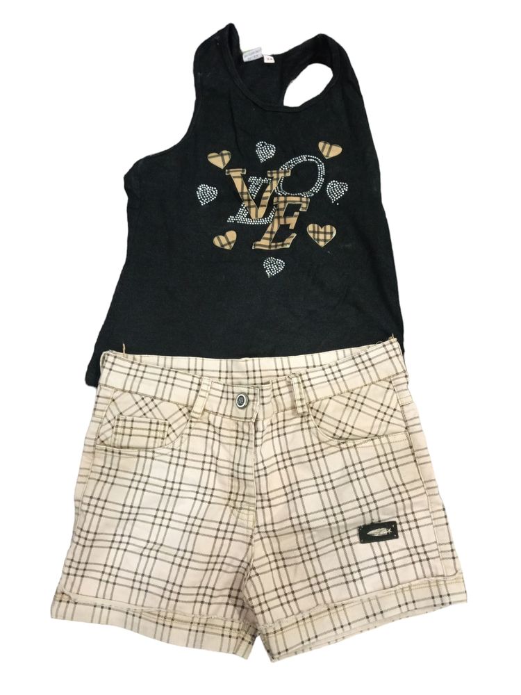 Black Top And Skin Colour Shorts For Girl