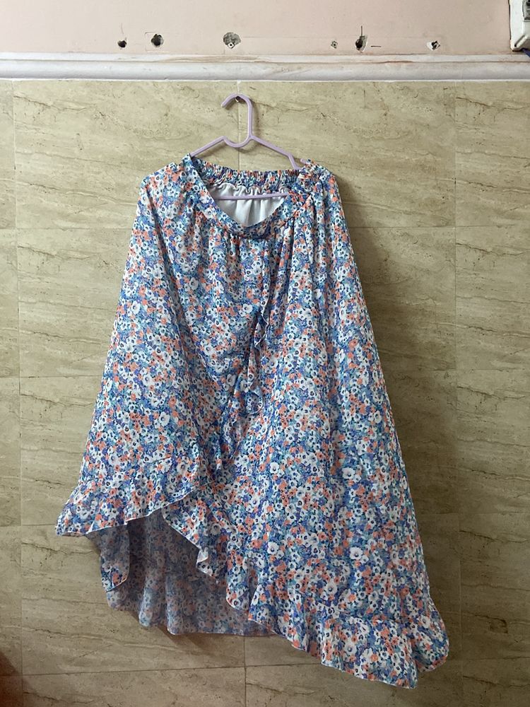 Flower Print Long Skirt