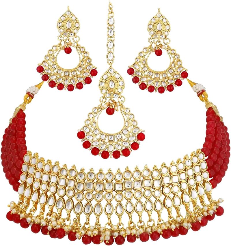 Gold Plated Kundan Choker Necklace Set