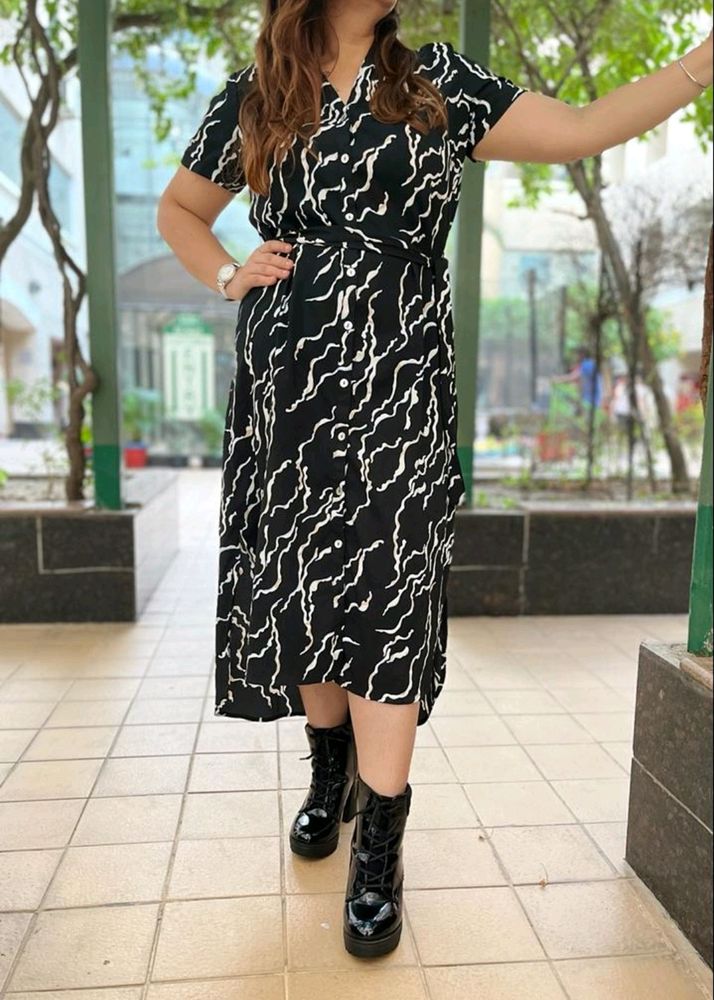 Imported High'low Front Open Dress