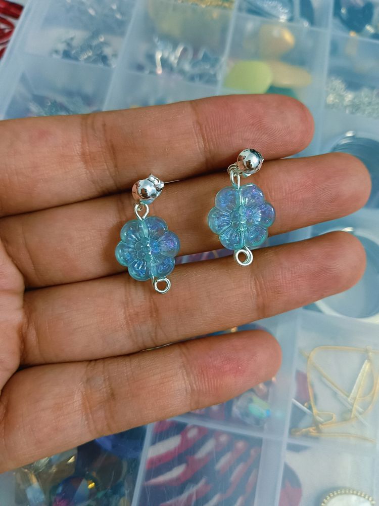 Handmade Blue Flower Earrings