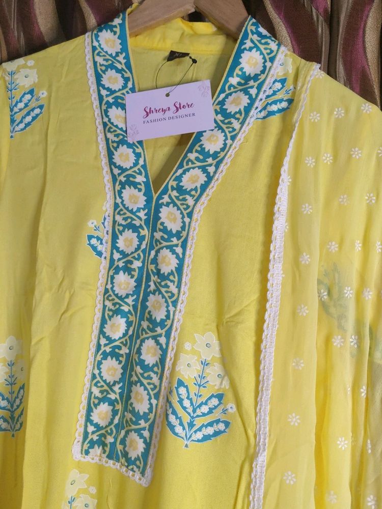 Lime Colour Kurta Set With Dupatta