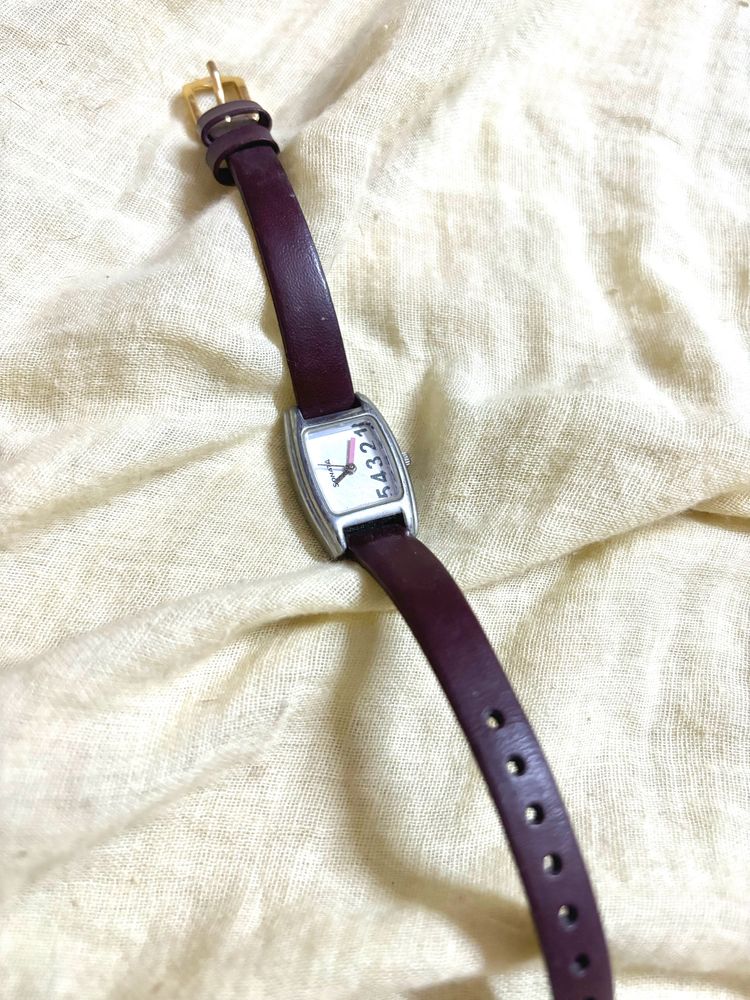 Sonata Maroon Belt Watch