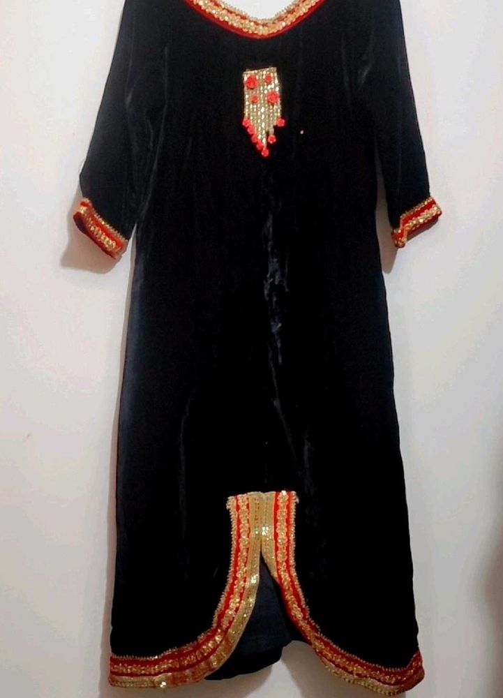 Black Velvet Party Wear Kurti For 34 Bust