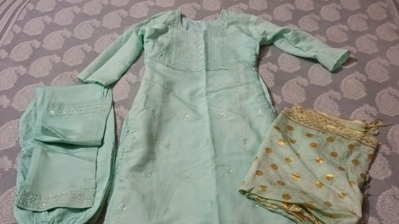 Light Sky Blue Kurta Set With Dupatta