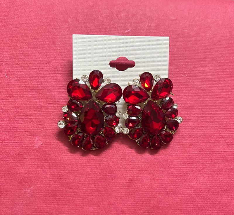 Beautiful Big Stone Stud Earrings (New)