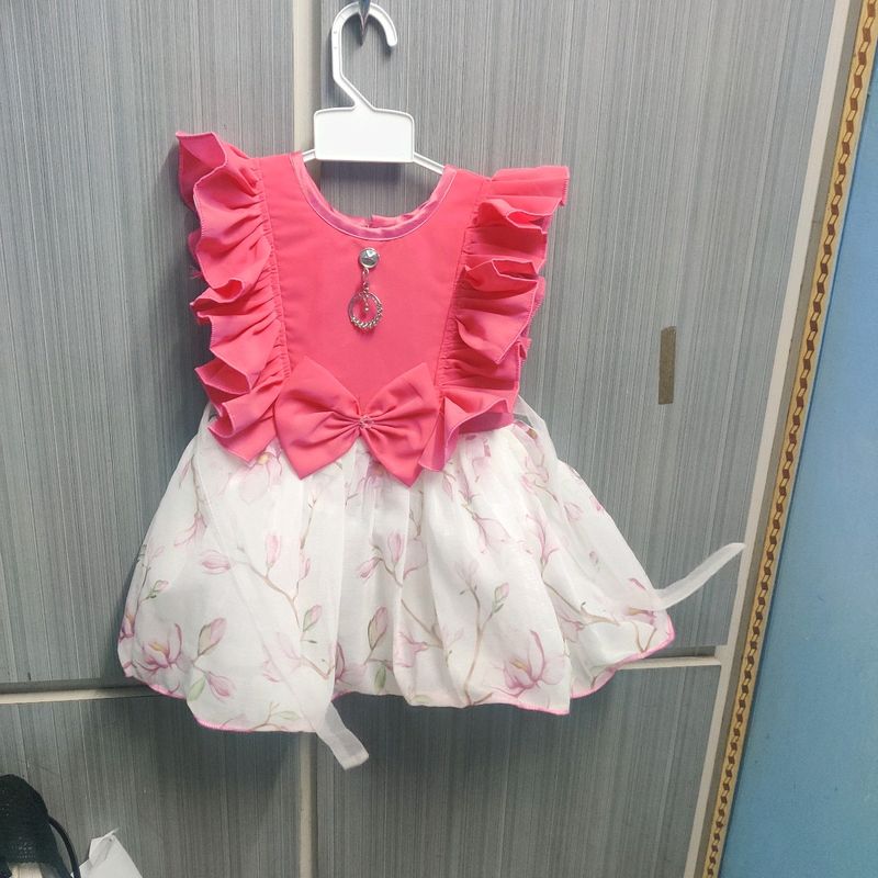 Pink And White Pretty Gown For Baby Girl