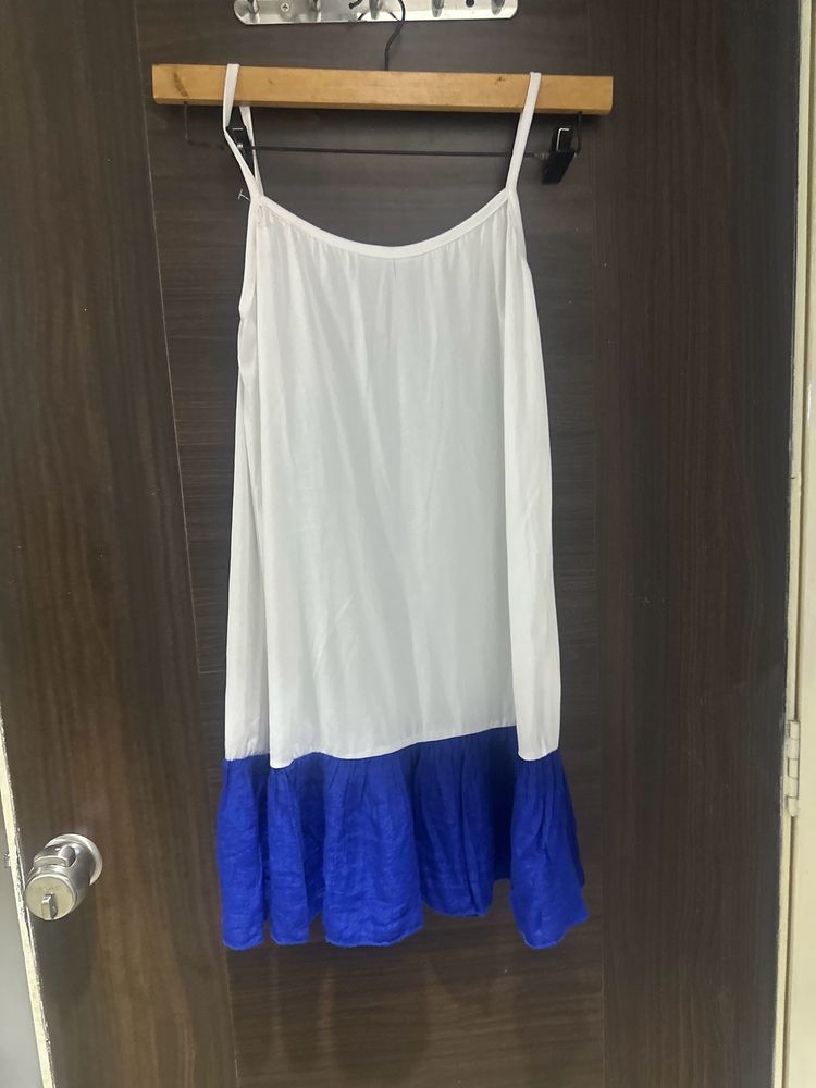 White-Blue Sleeveless Dress