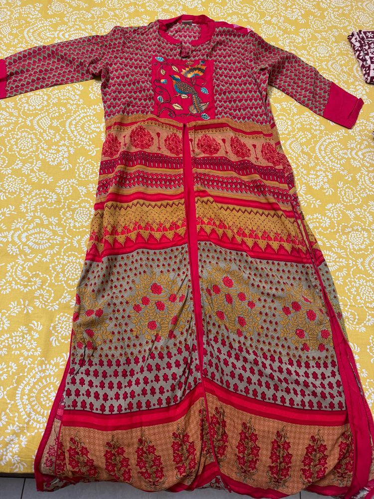 Red Color Embroidered Stylish Kurthi