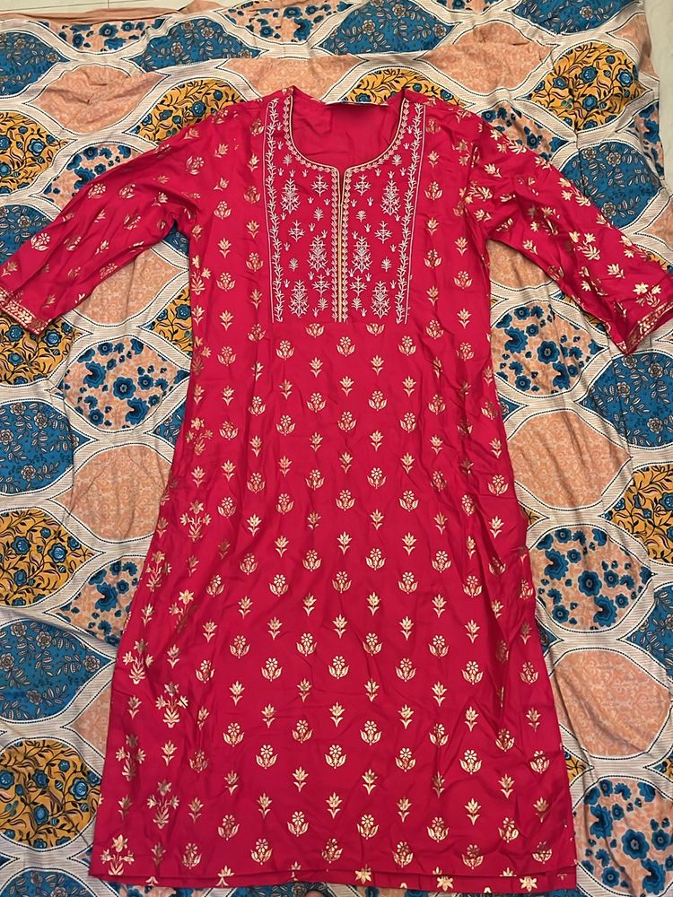 Rani Pink BIBA Kurti Only