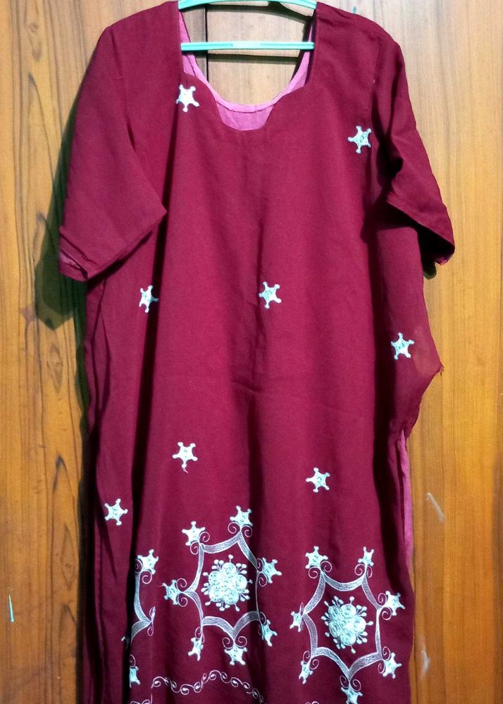 PlusSize Maroon HalfSleev Kurta