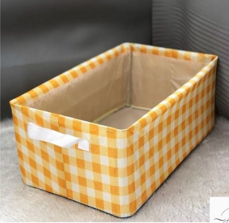 Yellow Checks Storage Box 🗃️