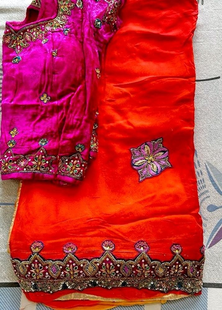 Handwork Heavy Saree For Wedding Reception