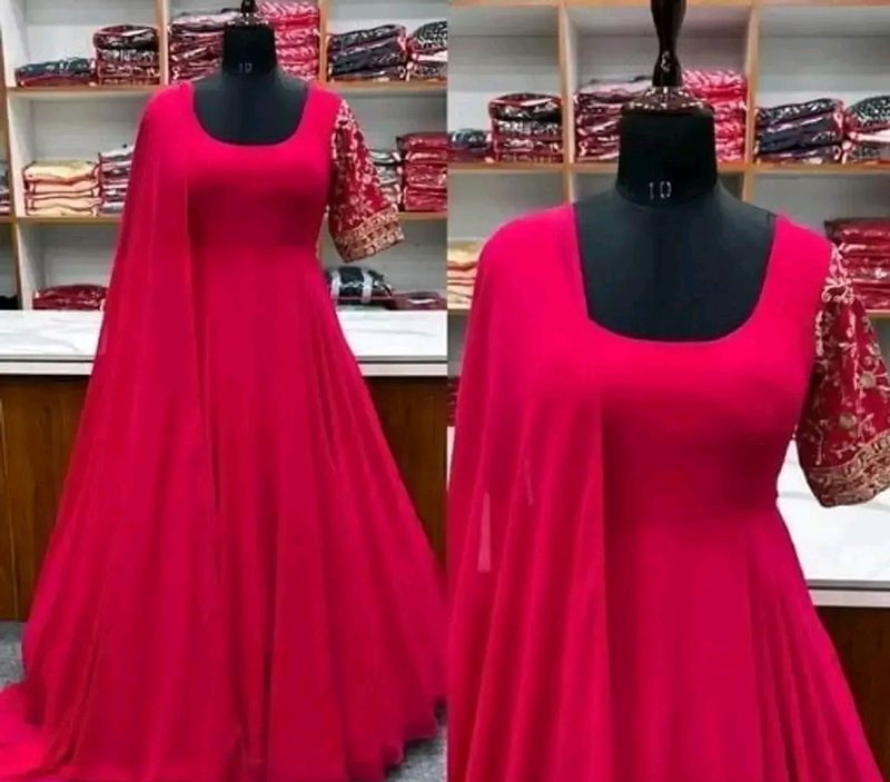 Indo Western Gown With Dupatta Zari Work