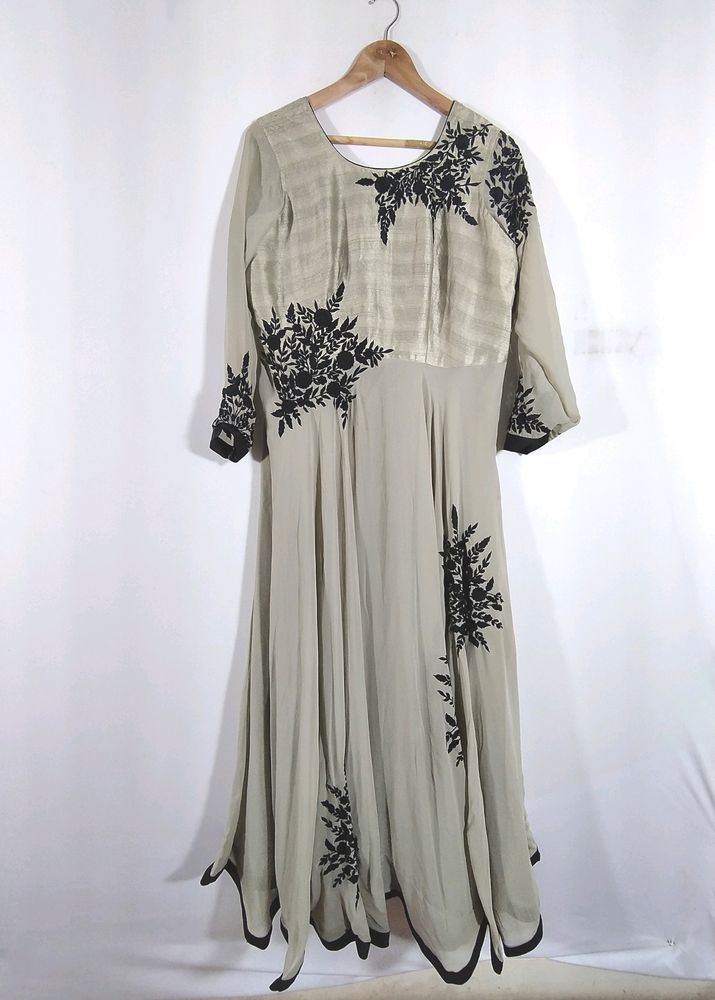 Grey With Blcaj Embroidered Gown (Women's)