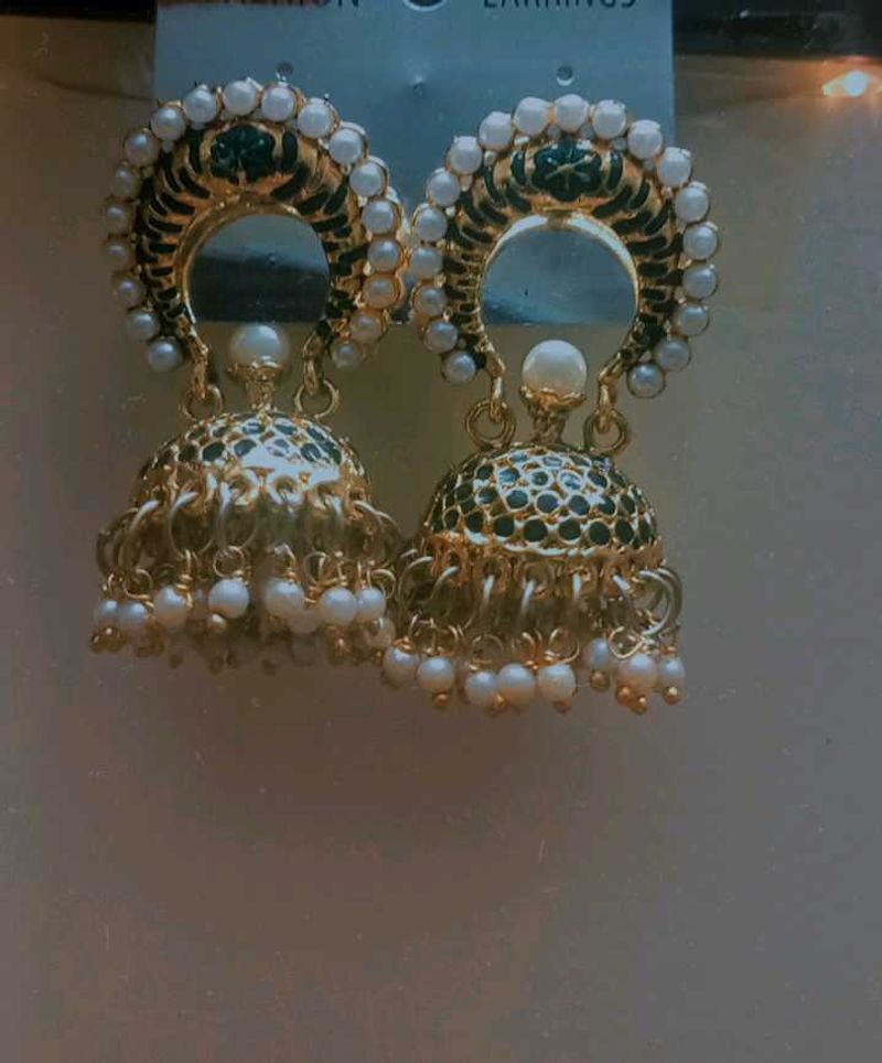 Green And Golden Ethnic Jhumka