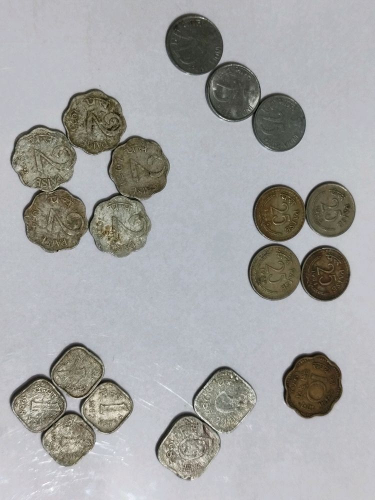 Old Coins 1Paisa, 2 Paisa, 5 Paisa,25 Paisa,10 Pis