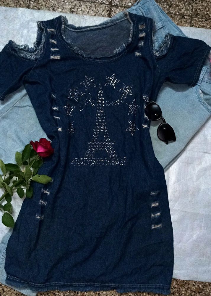 🪩 glittery denim mini dress