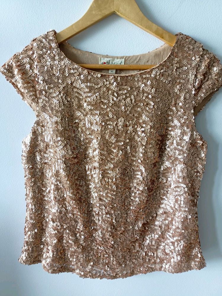 Classy Golden Sequin Party Top From The USA