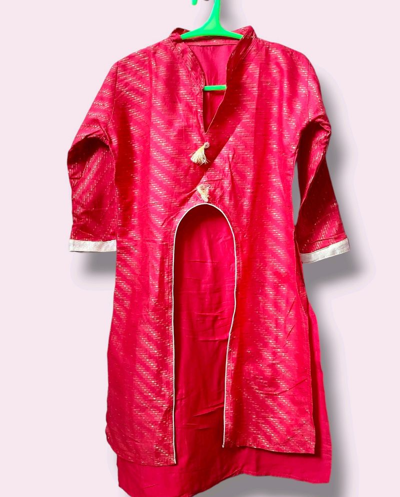 Pink Embellished Festive Gorgeous Cotton Kurti