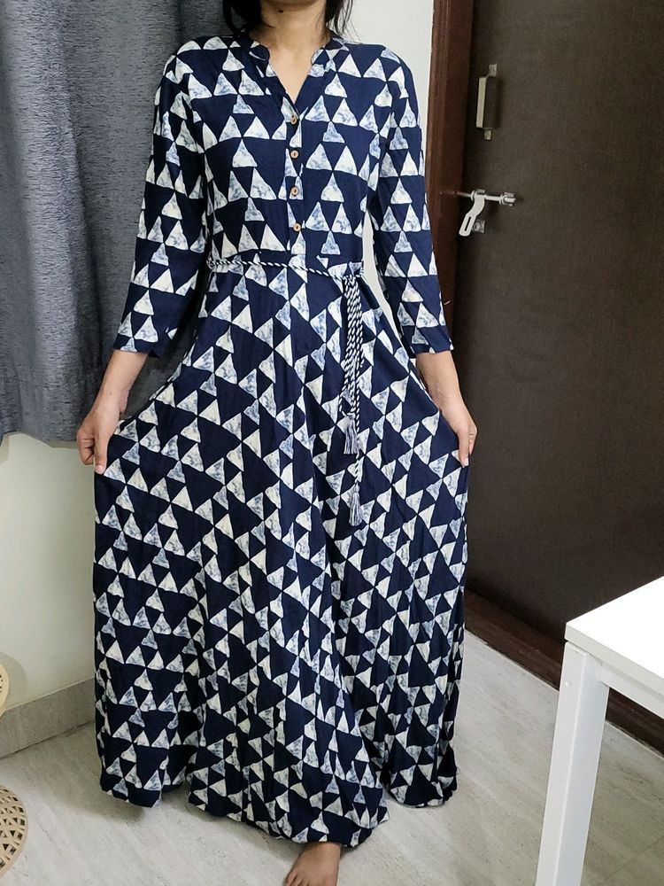 Long Gown Dress Blue Colour