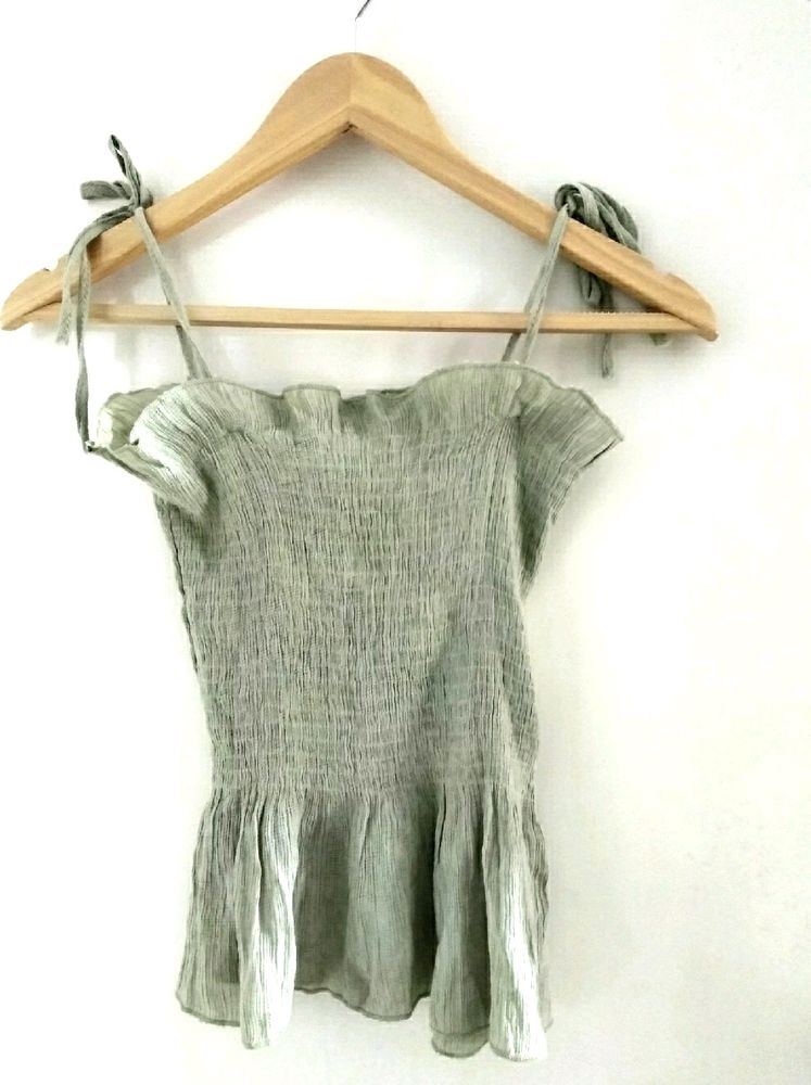 Olive Green Beautiful Ribbed Top