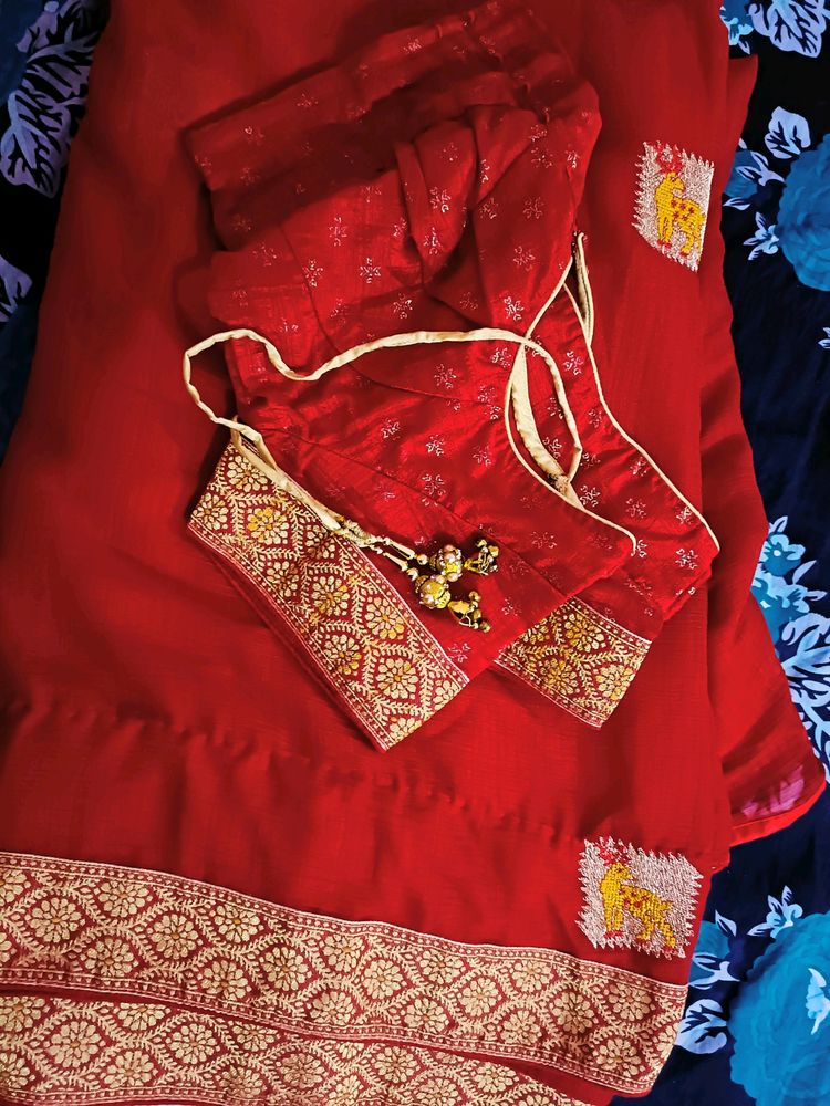 Ravishing Red Saree