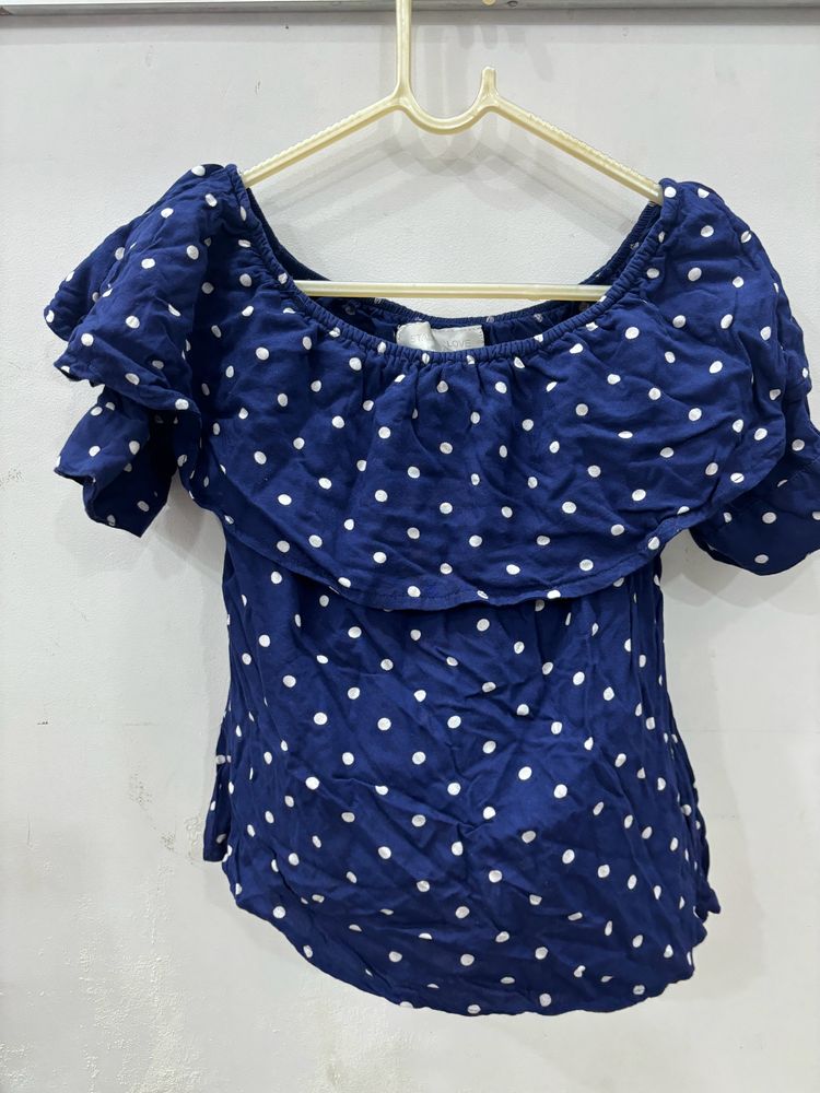 2 Top-1 Blue Polka Dot N 2nd Floral