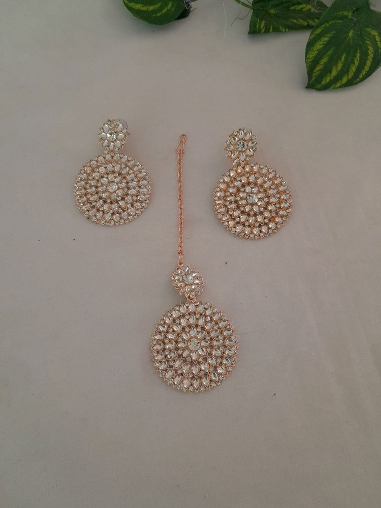 Kundan Earring & Maangtika Set