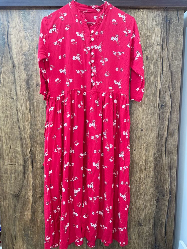 Gorgeous Red Floral A-line Dress