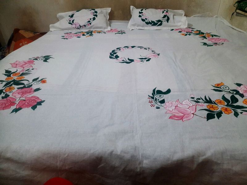 Hand Painted Bedsheet .