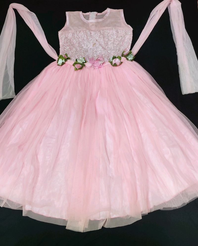 Party Wear Light Pink Gown (8-15) Girls Age Length