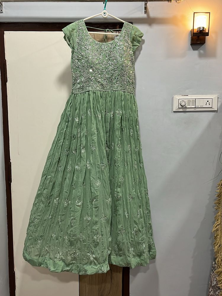 Mirror Embroidery Full Length Gown