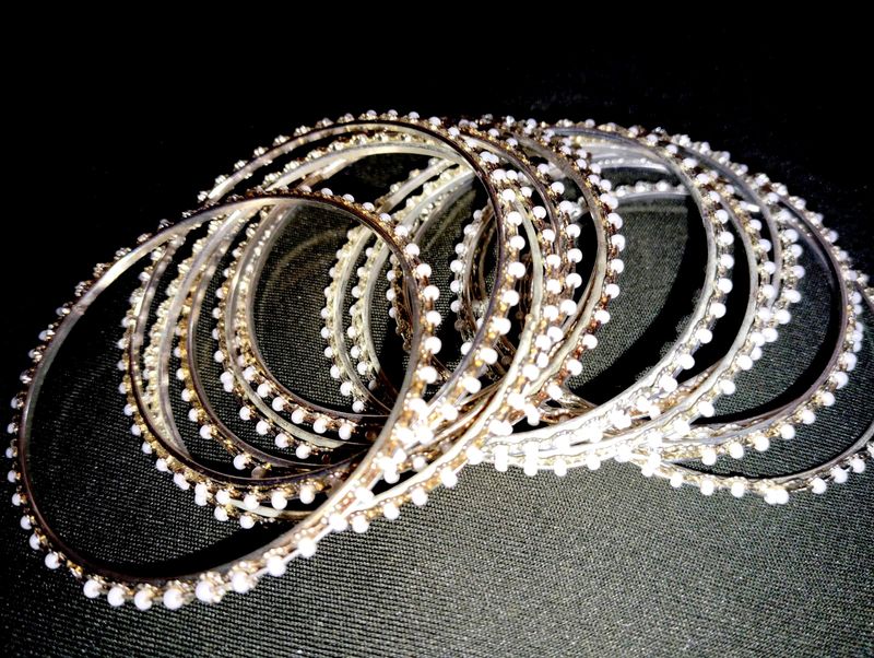 White Moti Bangles